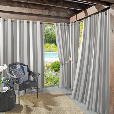 84"x54" Valencia Cabana Striped Indoor/Outdoor UV Protectant Grommet Top Room Darkening Curtain Panel Gray - Sun Zero