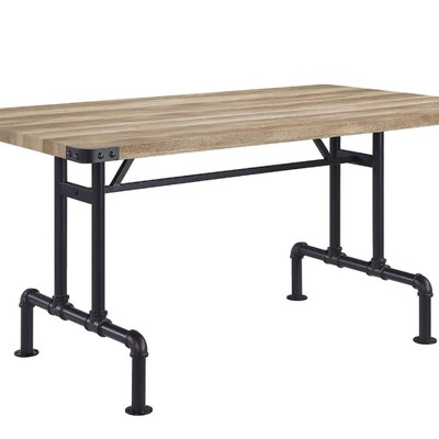 Edina 64" Oak and Sandy Black Industrial Dining Table