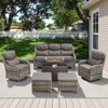 Belord All Weather Wicker Patio Furniture Set 6 Pieces, 6-INCH Extra Thick Cushion Outdoor Patio Firepit Set with Patio Sofa Swivel Chair and Ottoman - 3 of 4