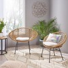 2 Piece Outdoor Chairs, Outdoor Furniture With Waterproof Mat, Steel Frame, Rattan Weaving Design, Mellow Contour Modern Rattan Chair Set - 2 of 4