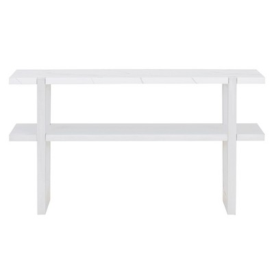 PDTEND 54" Retro Elegant Versatile Storage Console Table with Marble-Effect Top for Entryway and Living Room