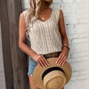 Women's V-Neck Twist Knit Tops Sleeveless Casual Knit Tank Tops Vacation Beach Knit Basic Tees - 3 of 4