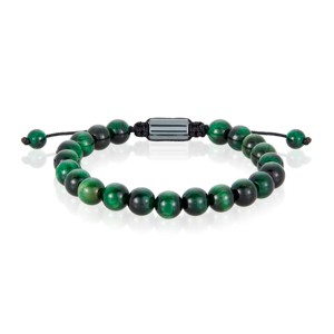 Crucible Men's Green Tiger's Eye Stone Bead Adjustable Bracelet (8mm) - 1 of 4