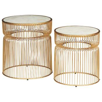 Set of 2 Vernway Side Tables White/Gold - Signature Design by Ashley