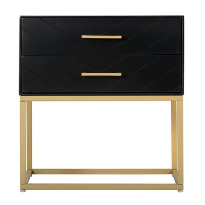 Ellias Bedside Nightstand Table Black/Gold - Finch