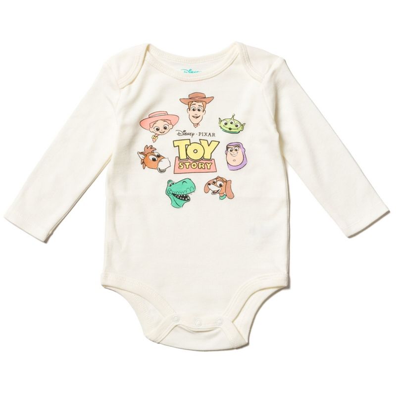 Disney Pixar Toy Story Alien Bullseye Rex Woody Jessie Buzz Lightyear Baby 4 Pack Bodysuits Newborn to Infant, 4 of 10