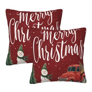 Pillow Covers Christmas Truck Snowman Festive Decorative Throw Pillow Case - 1 of 3