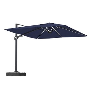 CASAINC 11 ft. Square Cantilever Patio Umbrella with Solar Powered Lights with base - 1 of 2