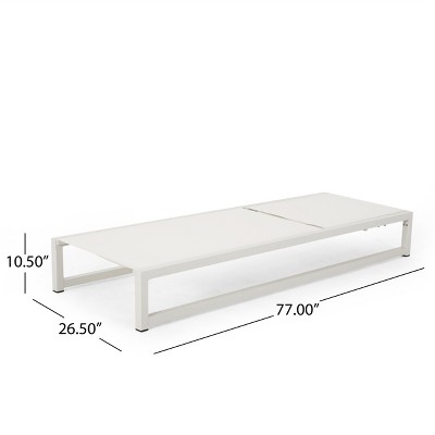 White Aluminum and Mesh Adjustable Armless Chaise Lounges, Set of 2