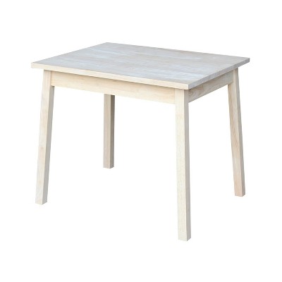 Unfinished White Wooden Kids Table with Tapered Legs