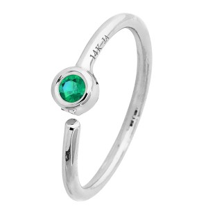 Jewelry Avalanche 20G 14K Gold Bezel Set Emerald Nose Hoop Ring, 8mm, May Birthstone - 1 of 3