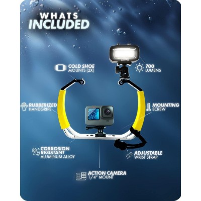 Movo XL Aluminum Diving Rig with Yellow Rubberized Handgrips and LED Light