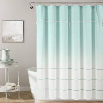 Ombre Embroidery Tassel Yarn Dyed Cotton Shower Curtain - Lush Décor