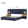 GDFStudio Salome 3pcs Velvet Upholstered Bedroom Furniture Set with Two LED Nightstands - 3 of 4