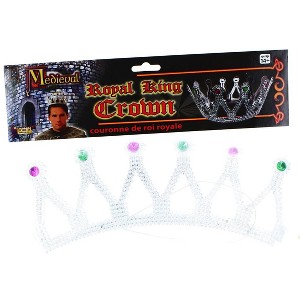 Forum Novelties Royal King Costume Crown Silver With Jewels Adult Men - 1 of 1