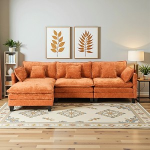 Chenille 3-Seat Sectional Sofa – Modular Deep Seat Sleeper Couch with Ottoman & Side Pocket | Ultimate Comfort for Living Room, Apartment, or Office - 1 of 4