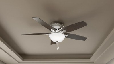 52" White Low Profile Ceiling Fan with LED Light