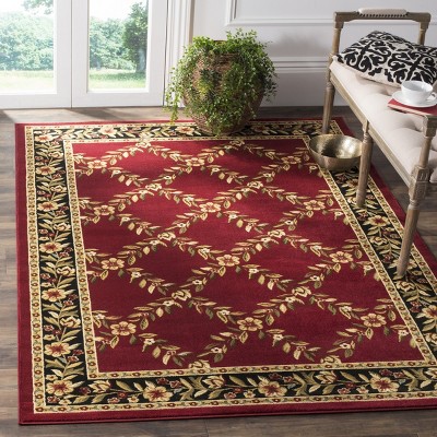 Lyndhurst Red and Black Floral Synthetic 4' x 6' Area Rug