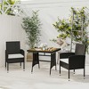 vidaXL Patio Dining Set 3 Piece, Outdoor Dining Set for 2, Table and Chair for Garden Backyard, Dining Chair, Farmhouse Style, Poly Rattan Black - 2 of 4