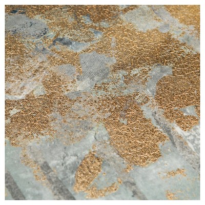 Teal and Gold Abstract Forest Canvas Art Set of 3