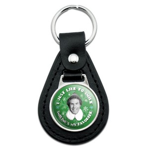 Elf Movie I Just Like To Smile Black Leather Keychain - 1 of 4