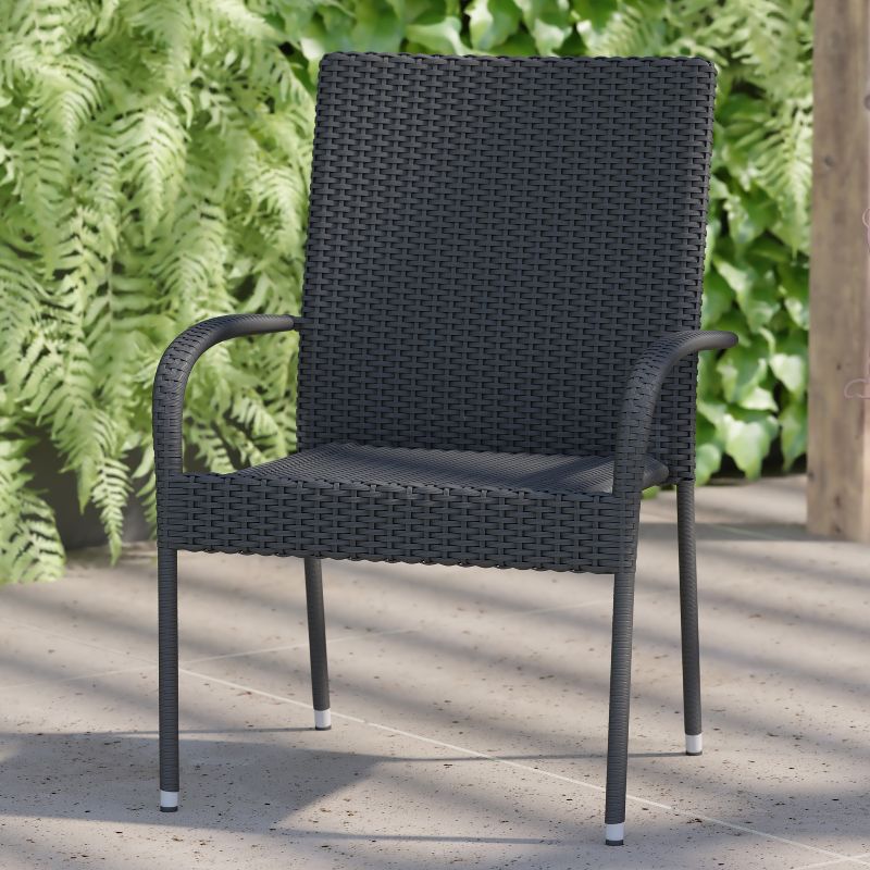 Flash Furniture Maxim Indoor/Outdoor Wicker Dining Chairs with Fade & Weather-Resistant Steel Frames for Patio and Deck, 6 of 13