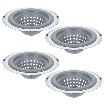 Unique Bargains Silicone with Detachable Stainless Steel Edge Sink Strainer 4 Pcs