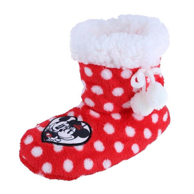 Textiel Trade Kids' Disney Mickey and Minnie Mouse Polka Dot Bootie Slipper, 1 of 4