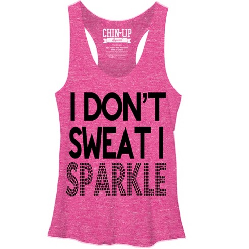 Women's CHIN UP I Don't Sweat Racerback Tank Top - Pink Heather - Small