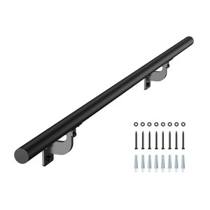 VEVOR Wall Mounted Stair Handrail, 4ft Pipe Staircase Handrail, Black Galvanized Aluminum, 1.26 inch Pipe Diameter, Black - 1 of 4