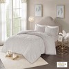 Vynxaria Tufted Cotton Chenille Medallion Comforter Set - Grey King/Cal King, Shabby Chic Style - 4 of 4
