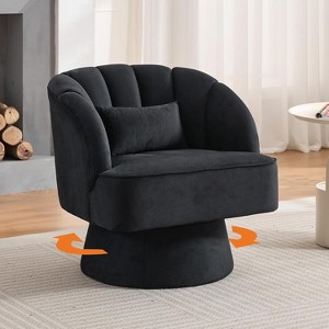 Nasitip Modern Accent Chair Teddy Bear Velvet Swivel Barrel Chair, 27.6" Round Upholstered Lounge Chair - 1 of 4