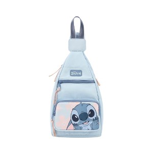 Disney Stitch Character Print Blue 15" CM Convertible crossbody Sling Bag - 1 of 4