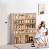 Vynxaria Brown and White Portable Shoe Organizer with Doors and Shelves - 2 of 4