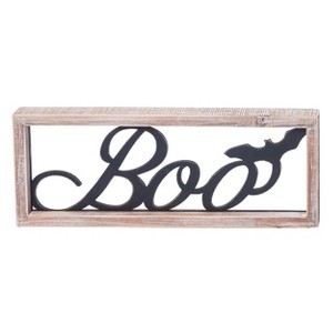 Transpac Wood 14.17 in. Multicolor Halloween Boo with Natural Frame - 1 of 4