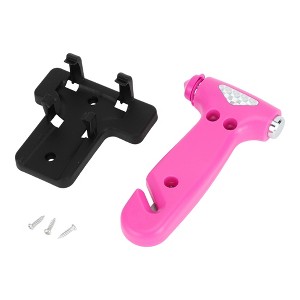 Unique Bargains Car Safety Hammer with Stand 5.91"x2.91"x0.98" Rose Red Black 1 Set - 1 of 4