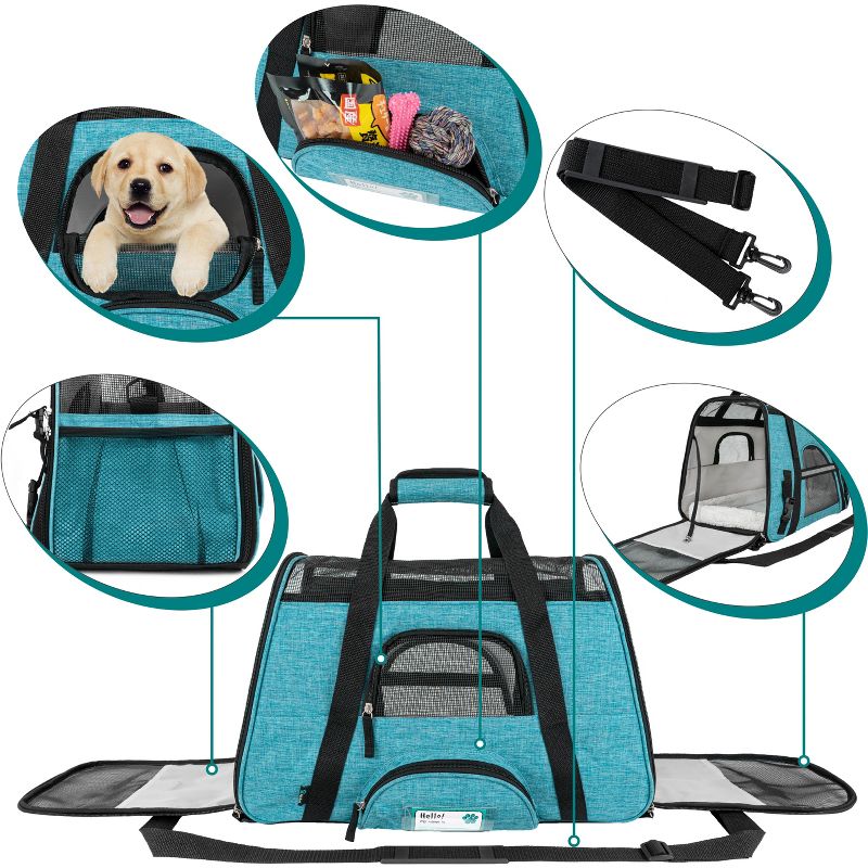 PetAmi Airline Approved Pet Carrier for Cat Dog, Soft Sided Travel Supplies Accessories, Ventilated Carrying Bag Kitten Puppy, 3 of 8