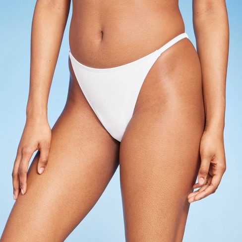 Women's High Leg Cheeky Side Tab Bikini Bottom - Wild Fable™ White : Target