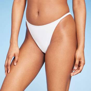 Women's High Leg Cheeky Side Tab Bikini Bottom - Wild Fable™ White