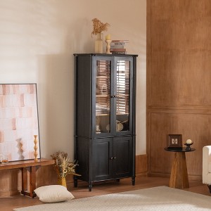 Okak Modern Display Buffet Cabinet with Glass Doors & Adjustable Shelves, Bookshelves Pantry Cabinet for Kitchen/Hallways/Living Room - 1 of 4