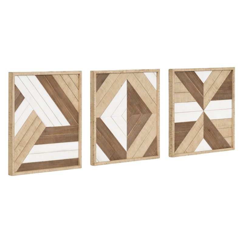 Kate &#38; Laurel All Things Decor Set of 3 Ballez Coastal Geometric Wood Art Decorative Wooden Plaque Collection for Wall, 5 of 12