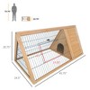 Gsluuk PawHut 46" x 24" Wooden A-Frame Outdoor Rabbit Cage Small Animal Hutch with Outside Run & Ventilating Wire, Yellow - 3 of 4