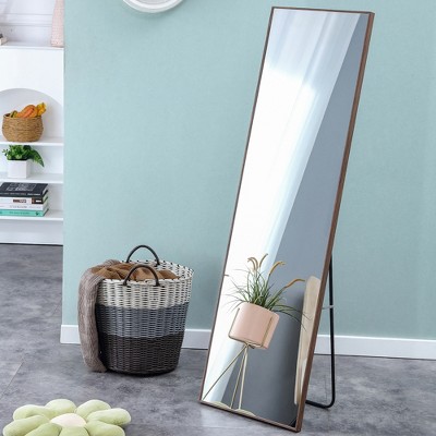 DOMETOUR 4th Gen Packaging Upgrade Brown Solid Wood Frame Full Body Mirror, Dressing Mirror, Decorative Mirror, Clothing Store Floor Mirror