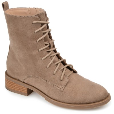 Journee Collection Womens Vienna Block Heel Combat Boots Taupe 12