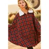 Slickblue Women's Plaid Cape-Style Pullover with Mock Neck, Zipper Detail, and Front Pocket – Rust, Sizes S/M - 2 of 4