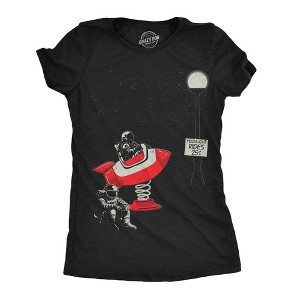 Womens Moonlight Rides Funny T Shirts Sarcastic Space Grpahic Tee For Ladies - Crazy Dog Women's T Shirt - 1 of 4