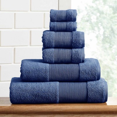 Air Cloud 6-Piece Navy Zero-Twist Cotton Towel Set