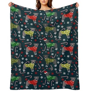 Grey Pitbulls Christmas Christmas Throw Blanket Soft Fleece Christmas Blanket Cozy Flannel Throw for Couch Bed 40x50 inches - 1 of 1