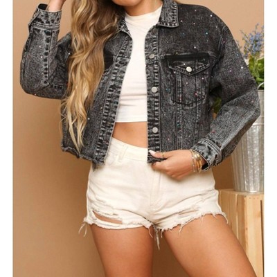Women's Rainbow Embellished Denim Jacket - FANTASTIC FAWN