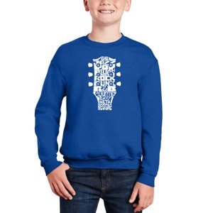 LA Pop Art Guitar Head Music Genres - Boy's Word Art Crewneck Sweatshirt - 1 of 3